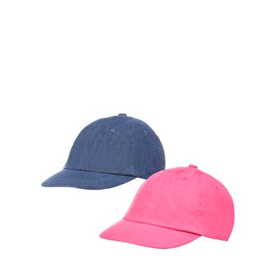 Set of two girls' pink and navy denim caps